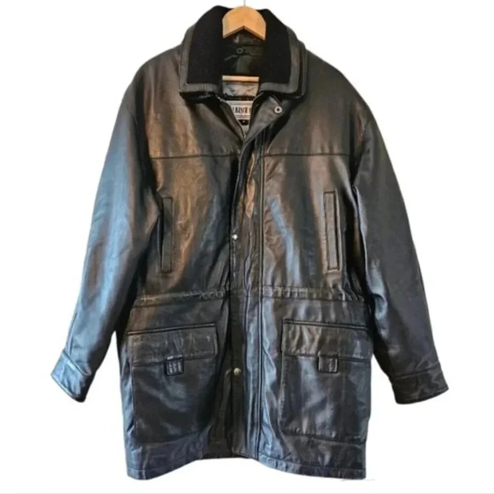 Laurence Roy 100% Lambskin Leather Oversized Jacket Black Size Medium.
